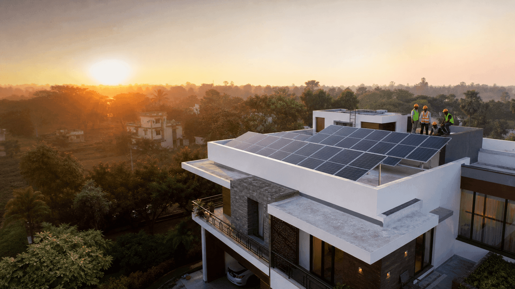 Elevated residential rooftop solar installation in Bihar by EKOSYS