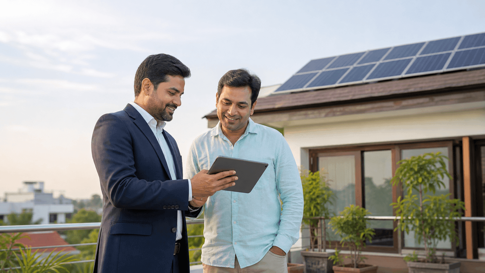 EKOSYS solar engineers planning a rooftop solar installation in Bihar