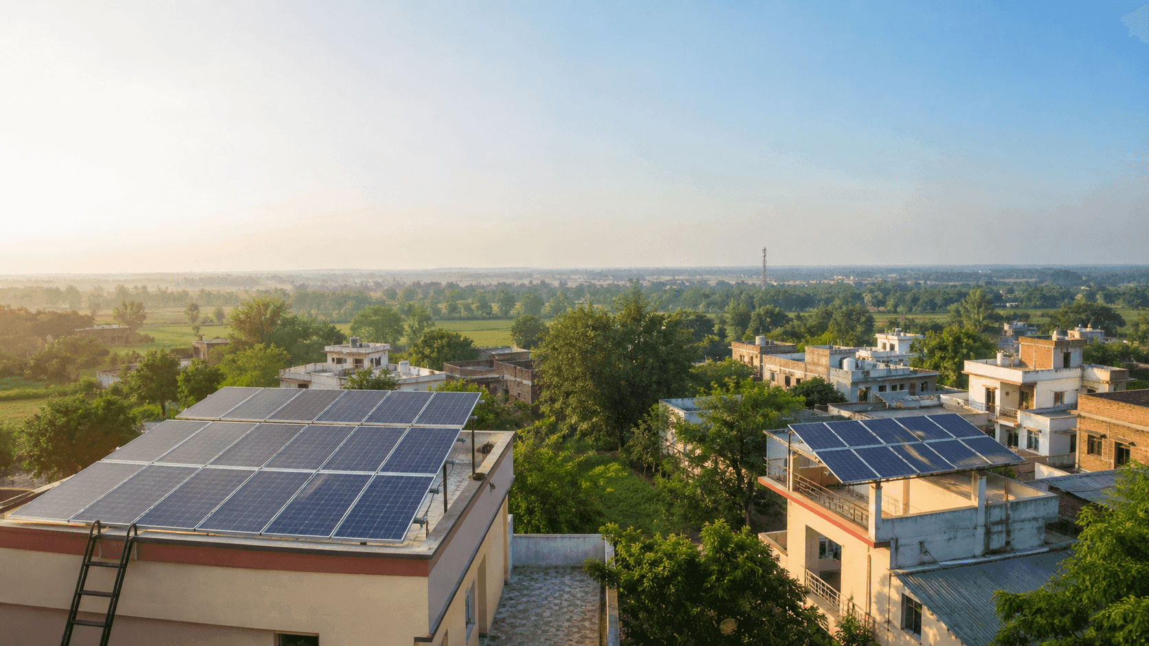 Rooftop solar installation in Bihar under clear skies